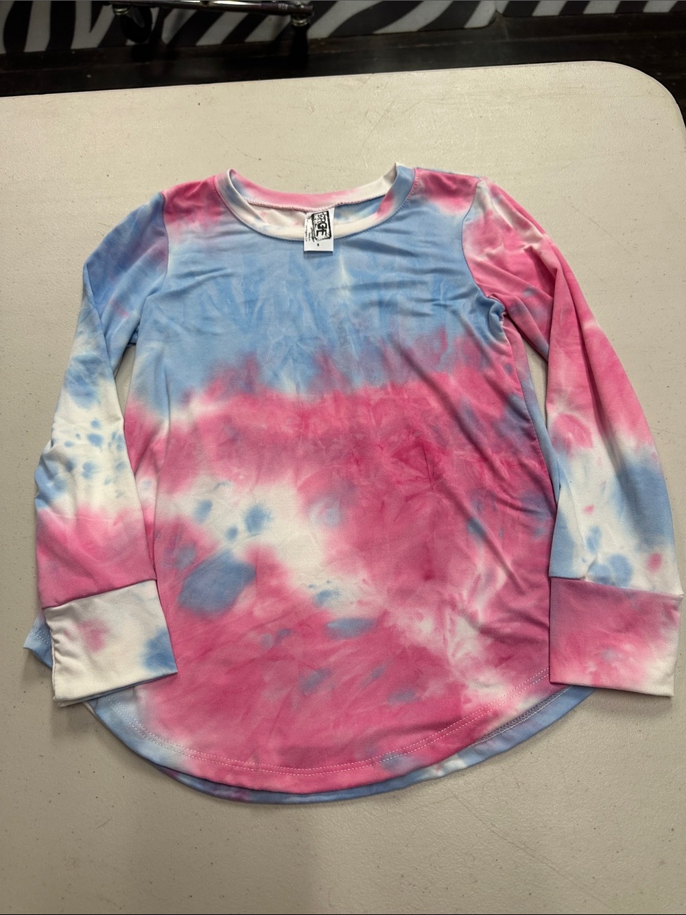 Erge Pink & Blue Tie-Dye Long Sleeve Top - Size 6 NWOT